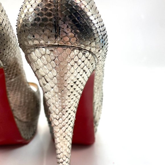 🌷❤️🔥SPRING SALE 🔥 FINAL PRICE🌷💥Christian Louboutin Lady Peep 150 Python 39 - Picture 8 of 12
